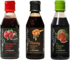 Messino Balsamic Glaze Gourmet Mix: Pomegranate Balsamic | Honey Balsamic | Fig Balsamic Glaze imported from Greece, Pack of 3 x 250 ml
