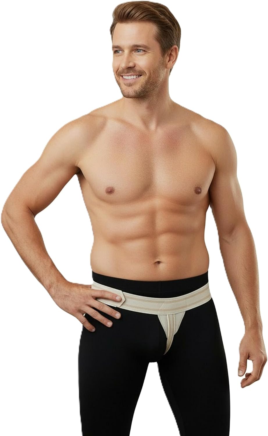 ORTONYX Inguinal Groin Hernia Truss Support Belt Guard Brace- Left Side Beige
