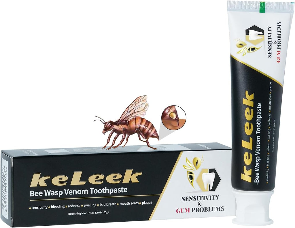 Bee Wasp Venom Toothpaste for Sensitivity and Gums Problems -Oral Care, Redness & Swelling Gums, Bad Breath, Plaque -3.7 OZ