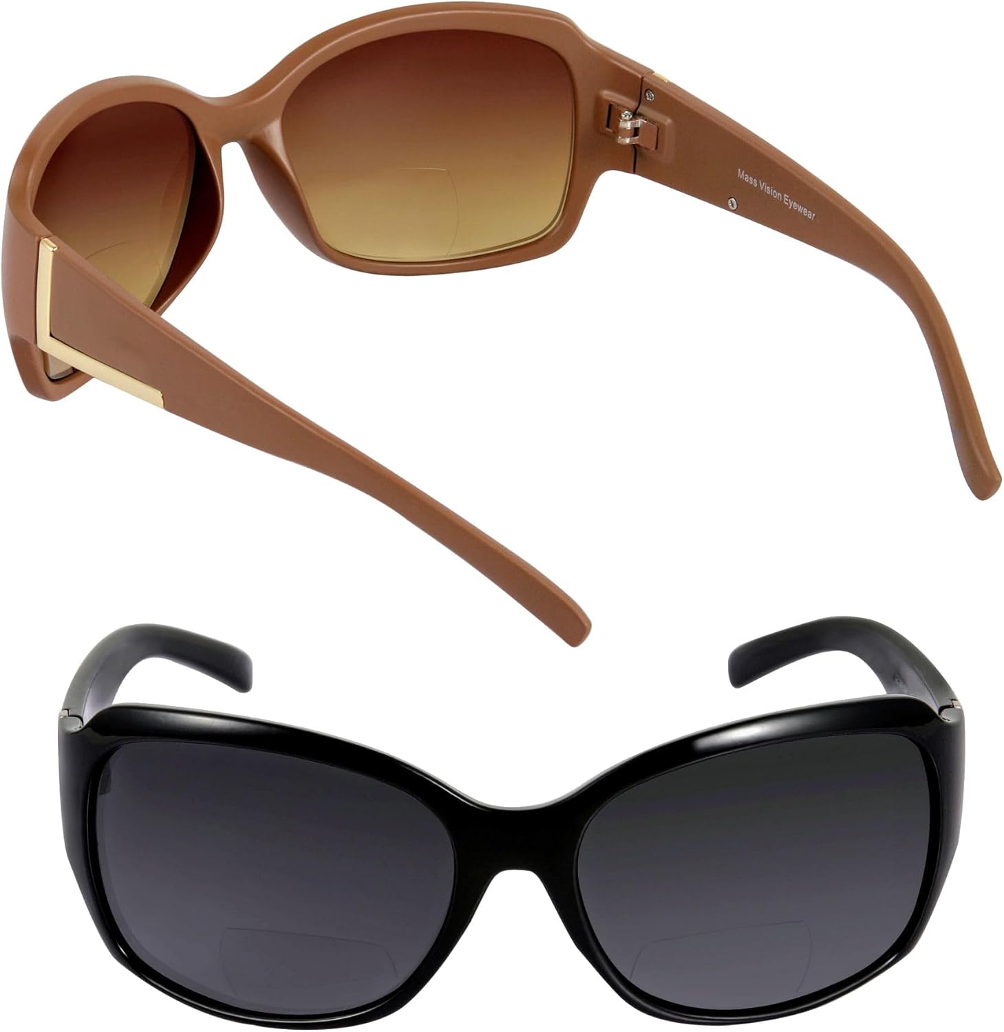 Mass Vision Bifocal Sunglasses 'The Fashionista' Women's Designer Outdoor Reading Glasses with UV400 Protection (2 Pack)