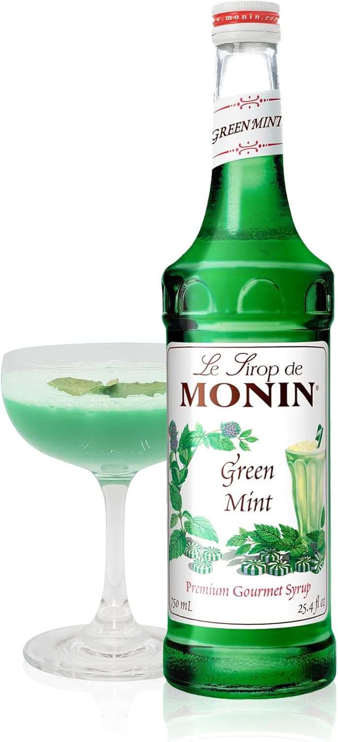 Monin - Green Mint Syrup, Bold Peppermint Coolness, Natural Flavors, Great for Smoothies, Sodas, Cocktails, and Teas, Non-GMO, Gluten-Free (750 ml)