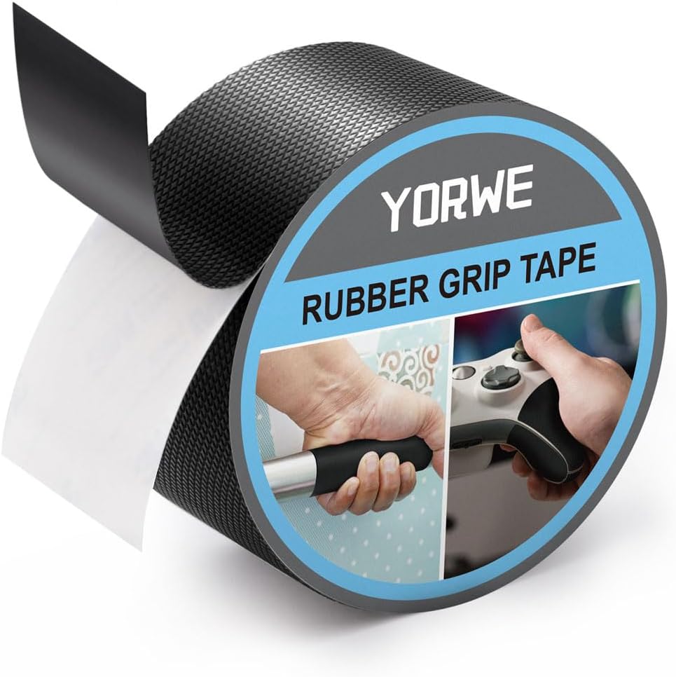 Rubber Grip Tape, Ultra-Thin Strong Adhesive Anti-Slip Waterproof Heat Resistant Wear-Resistant Cushion Pad, Making Handles or Contact Surfaces Safer, with Grip and Comfort (Black, 2In x 10Ft)