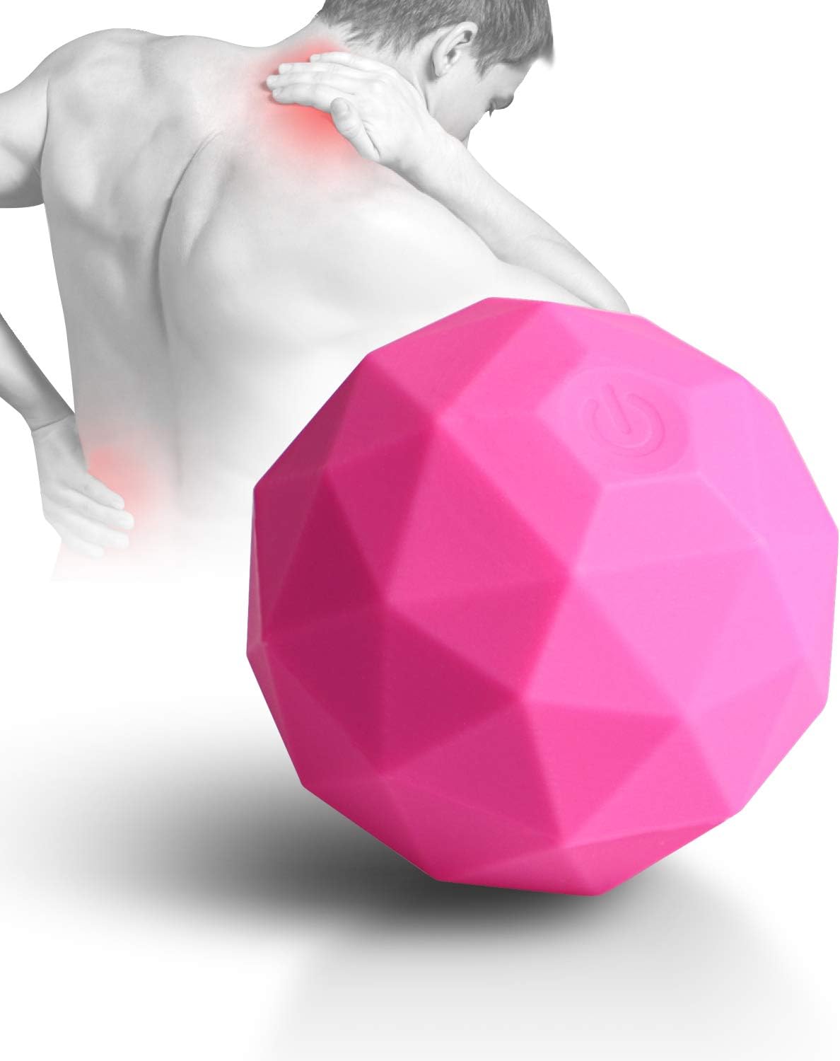 MEXITOP Electric Vibrating Massage Ball, 2-Speed Fitness Yoga Pilates Physical Therapy Massage Roller to Fight Sore Muscles,Washable Negative Ion Vibration Massages Ball for Muscle Recovery(Red)