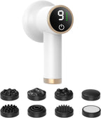 Handheld Body Massager, Body Relaxing Machine, Portable and Cordless Massager for Deep Relaxation, 9 Modes for Body SPA, 8 Massage Heads, 1800mAh Battery, Gift for Men Women, White