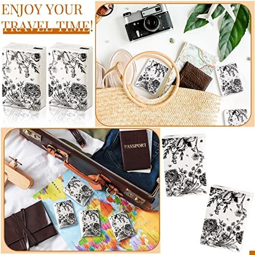 50 Bulk Travel Tissue Packs Funeral Tissues Memorial Facial Tissues Funeral Facial Tissue Pack for Guests 3 Ply Black Floral Pocket Size Memorial Favors Travel Size for Family Friends