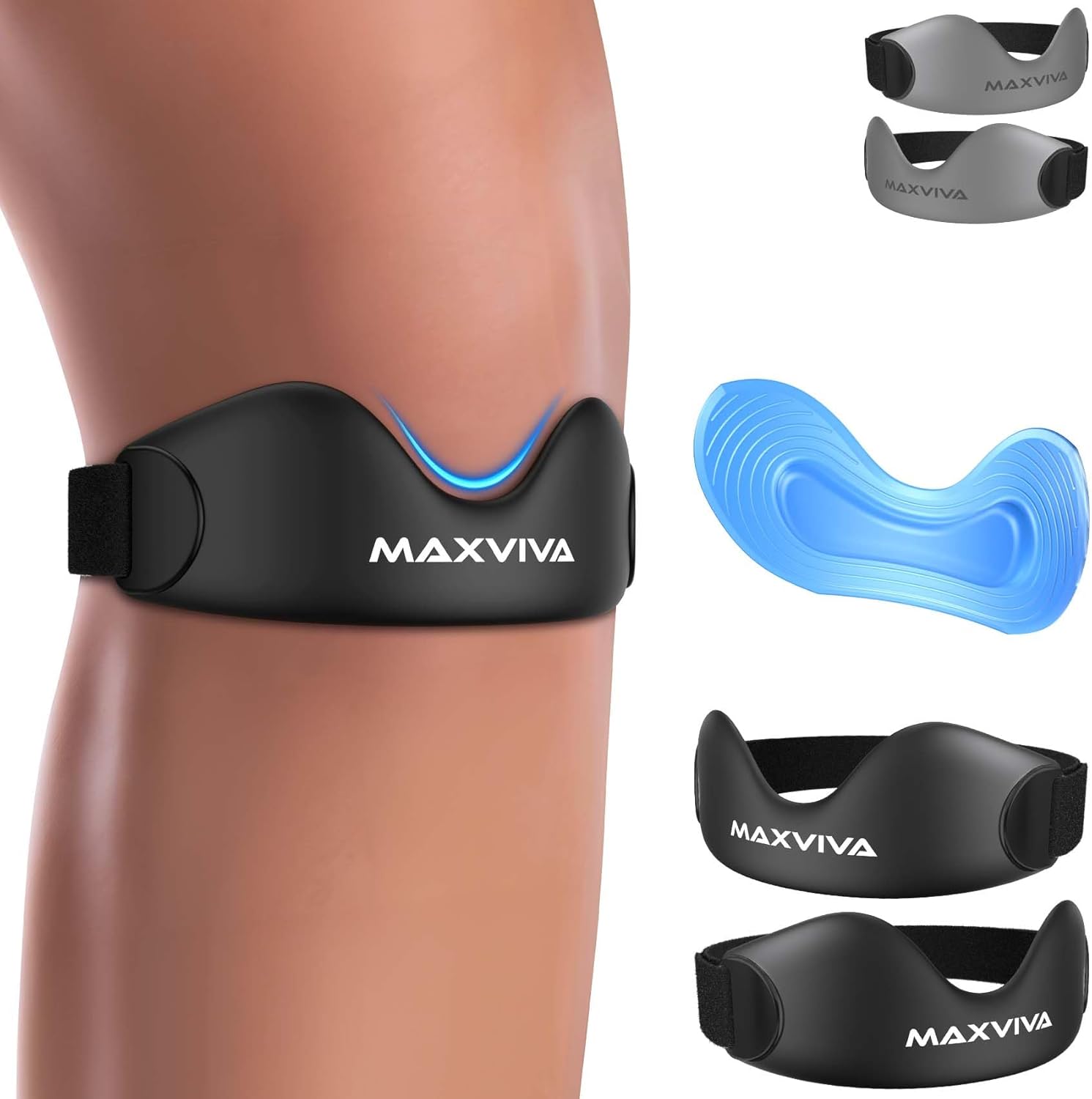 Patellar Tendon Support Strap 2 Pack, Knee Brace for Women & Men, Patella Band for Running Hiking Basketball Gym Fitness Tennis Badminton Cycling, Offers Relief from Meniscus Tear and Knee Pain.