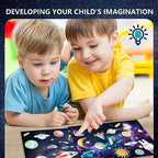 24 Sheets Space Stickers for Kids Reusable Planet Rocket Star Stickers DIY Make Your Own Solar System Stickers for Kids Classroom Learning Educational Classroom Reward Birthday Gifts