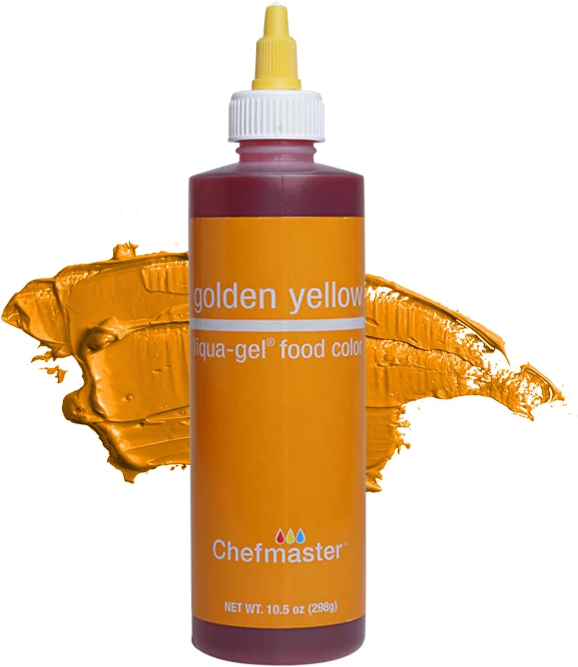 Chefmaster Golden Yellow Liqua -Gel Food Coloring | Vibrant Color | Professional-Grade Dye for Icing, Frosting, Fondant | Fade-Resistant | 10.5 oz