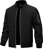WULFUL Men's Bomber Jacket Lightweight Casual Windbreaker Zip Up Coat with Pocket