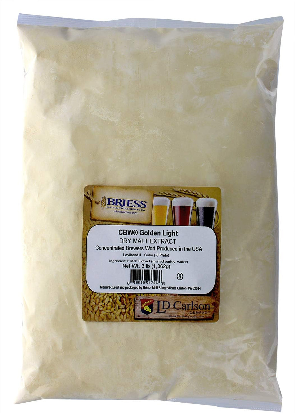 Briess-1E-HKKA-3YTM Light Dry Malt Extract 3lbs for Home Brewing,Beige