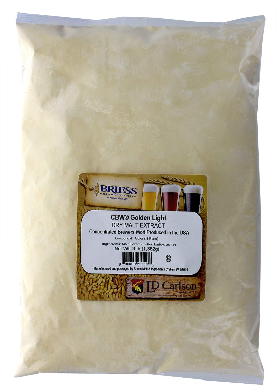 Briess-1E-HKKA-3YTM Light Dry Malt Extract 3lbs for Home Brewing,Beige