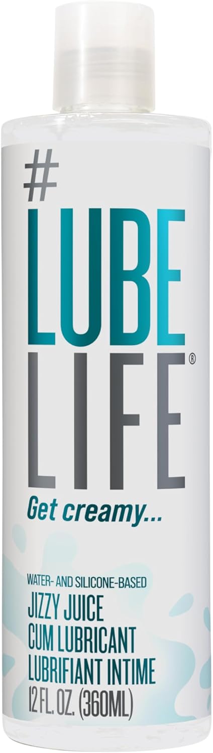 LUBELIFE Jizzy Juice Cum Lube Thick, Creamy Lube for Men, Women & Couples – Realistic Look & Feel, Hybrid Formula, Hypoallergenic Personal Lubricant, 12 Fl Oz