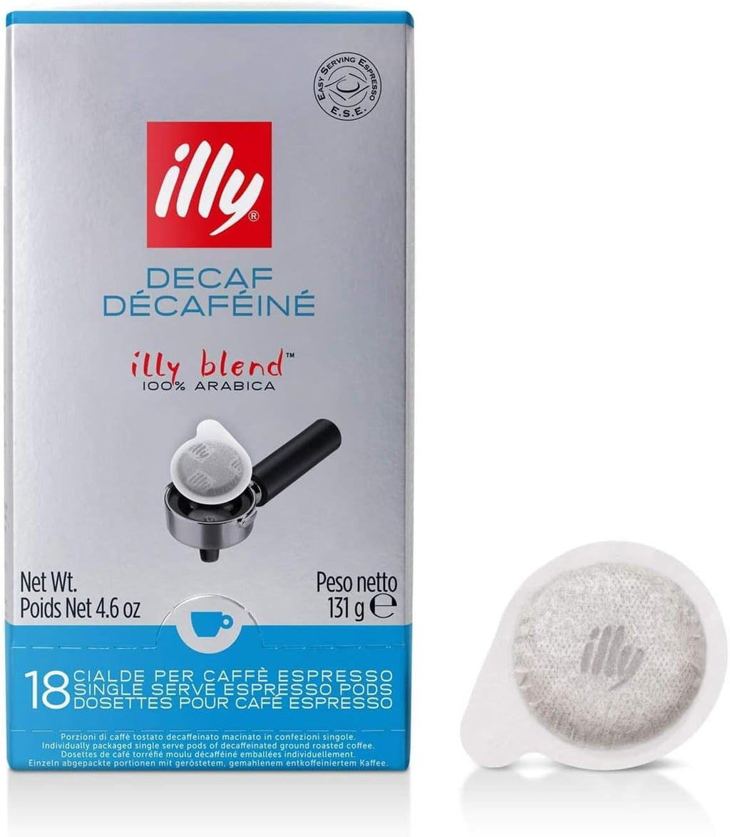 illy E.S.E. Coffee - Single-Serve Coffee Capsules & Pods – Classico Decaf Roast - Notes Of Caramel, Orange Blossom & Jasmine - For E.S.E Coffee Machines - Extraordinary Aroma & Body – 18 Count