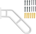 Wall Mounted Railings for 1-2 Steps, One Solid Piece Design Stair Railing Safety Grab Bar with Anti-Skid- Crossbars for Garage, Porch, Garden, Yard, Matte (White Bent 1 Pack)