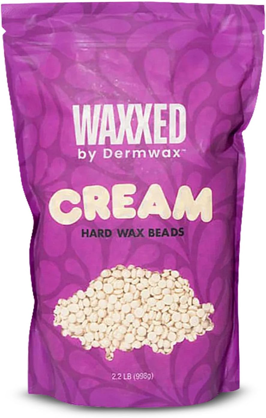 WAXXED Cream Hard Wax Beads 2.2LB – Professional Cream Hard Wax for Hair Removal – Titanium Dioxide Infused Wax Beads for Sensitive Skin – Smooth Application & Clean Removal – Salon & Home Use