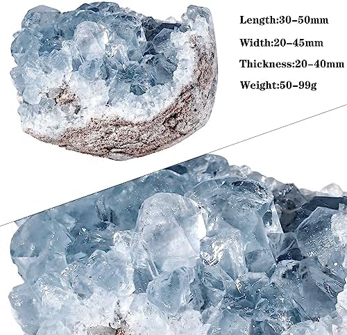 Rockcloud Natural Raw Blue Celestite Mineral Healing Crystal Cluster Geode Irregular Home Decoration Gemstone Specimen, 0.11-0.22 lb