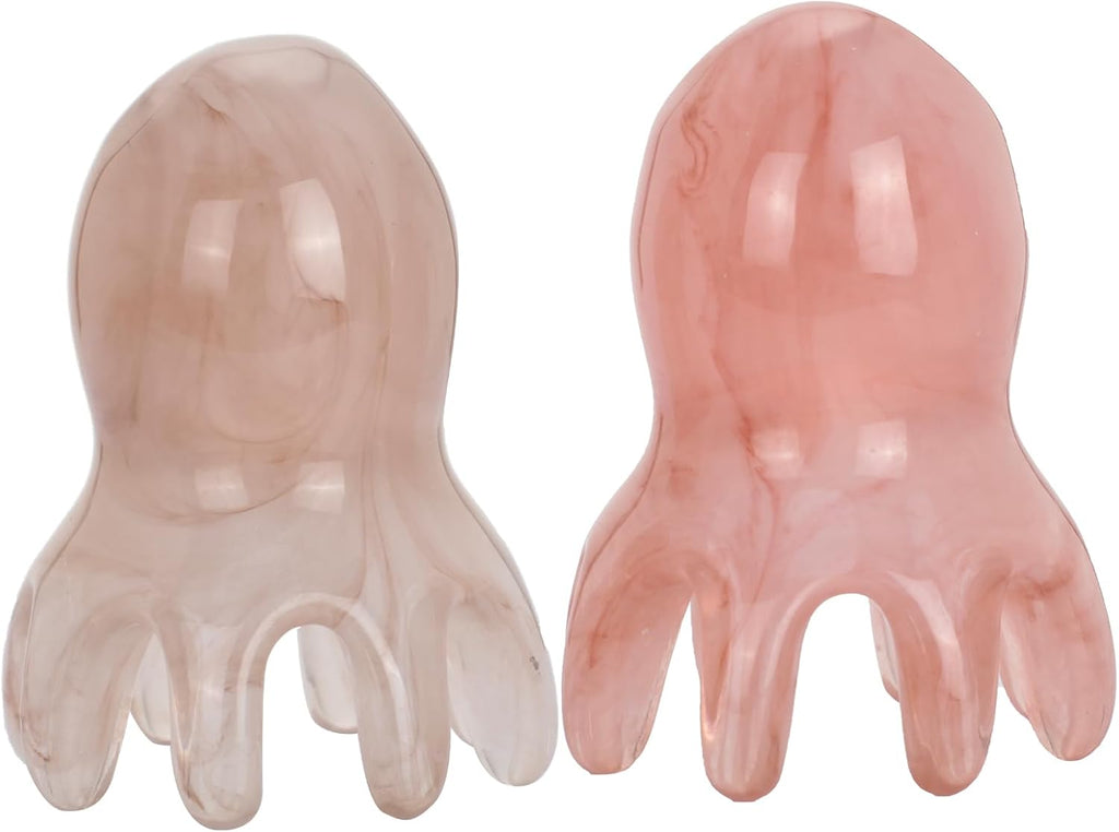 2Pcs Octopus Head Massage Comb - Scalp Massager Tool for Deep Relaxation, Amber and Gray Manual Acupressure Massager with 8 Legs