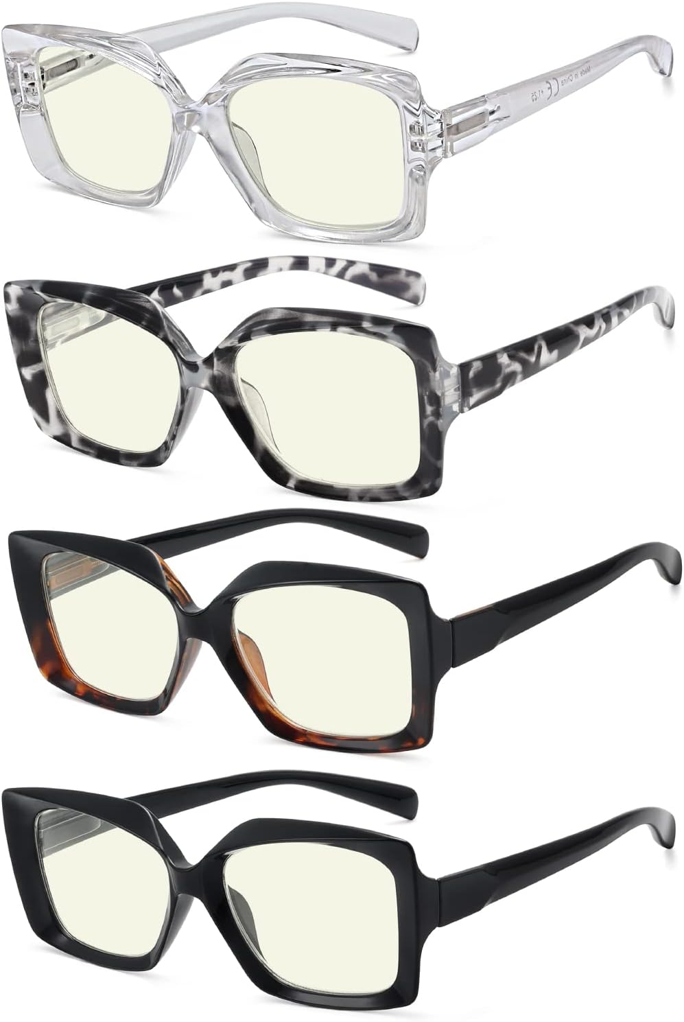 Eyekepper 4-Pack Reading Glasses Blue Light Blocking Stylish Computer Glasses Readers Women +1.75