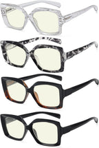 Eyekepper 4-Pack Reading Glasses Blue Light Blocking Stylish Computer Glasses Readers Women +1.75