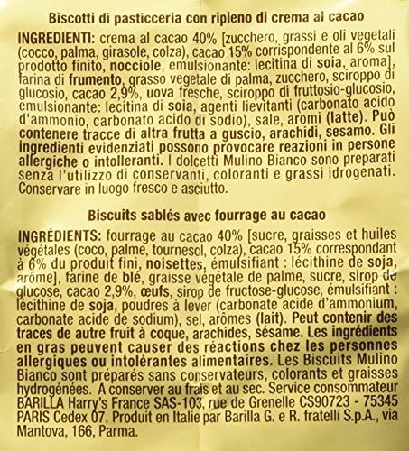Mulino Bianco: "Chicche" Shortcake filled with cocoa cream - 7.05 Oz (200g) Pack of 2 [ Italian Import ]