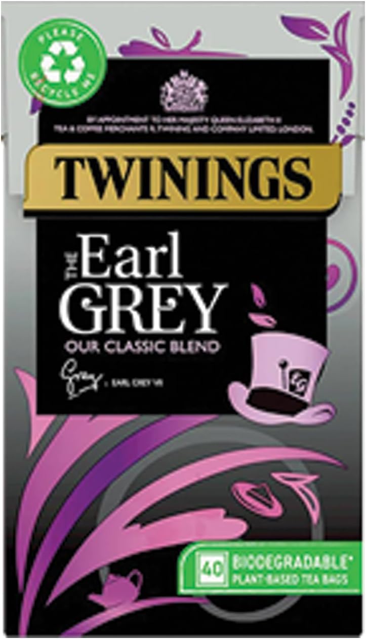 Twinings Earl Grey Tea | Full & Fragrant Earl Grey Tea Bags | Bergamot & Lemon Flavoured Black Tea Blend | 40 Biodegradable Tea Bags