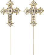 2 Pcs Cross Cake Toppers Rhinestone Cross Cupcake Toppers Glitter Crystal Dessert Cake Decorations for Birthday Wedding Baby Shower Christmas Baptism Communion Christening Religious Party Supplies