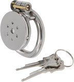 Flat Chastity Cage Metal Male Chastity Device Dark Lock Design Steel Penis Cage for Men BDSM Bondage Penis Cage Sex Toys for Couples (45mm/1.77in)