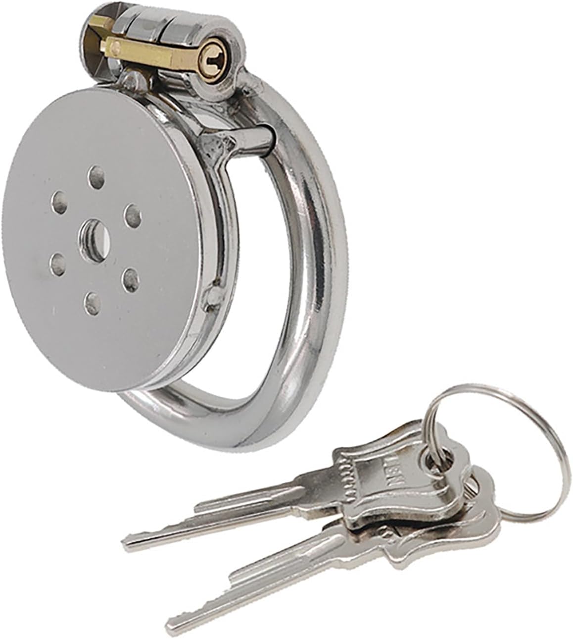 Flat Chastity Cage Metal Male Chastity Device Dark Lock Design Steel Penis Cage for Men BDSM Bondage Penis Cage Sex Toys for Couples (45mm/1.77in)