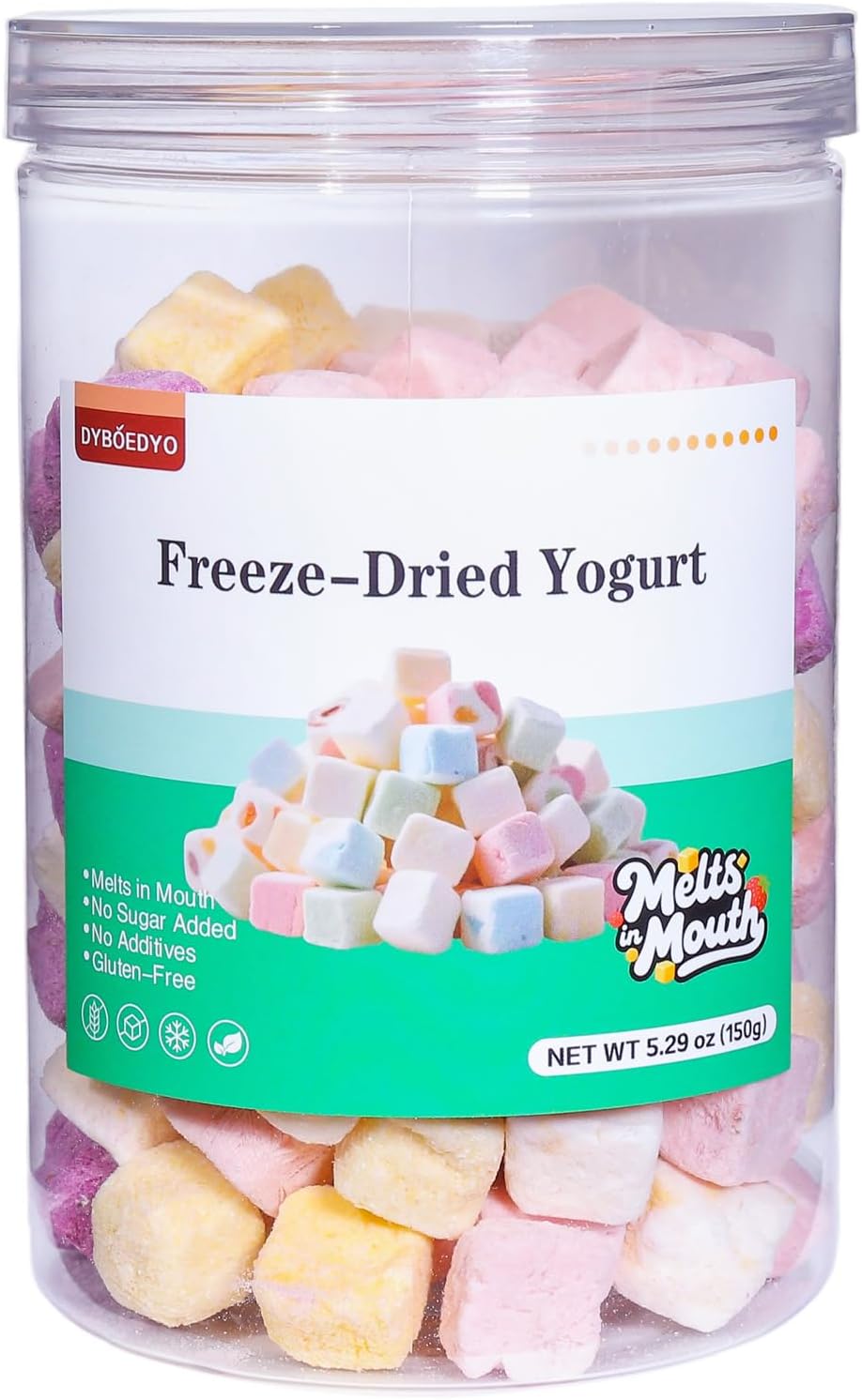 Freeze Dried Yogurt Chunks 5.3 oz, Freeze Dried Ice Cream Crispy Skin Mixed with Fruit Flavors, Mango, Strawberry, Blueberry and Original Flavors Assorted Pack,Yogurt Fruit Snacks,Milk Suga