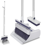 SDSM Broom with Dustpan Combo Set, 4 in 1 Multifunctional Broom and Dustpan with 52" Long Handle, Concealed Squeegee and Cleaning Brush, for Clean Home Kitchen Bathroom Office, Indoor Outdoor Floor