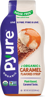 Pyure Organic Caramel Dessert Syrup | Sugar-Free Caramel Topping for Keto Ice Cream, Pancakes, Low Carb Sweets | 1g Net Carb, Gluten-Free, Vegan, Non-GMO, Plant-Based, Diabetic Friendly | 14 oz