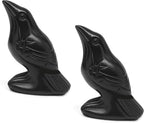 2Pcs Raven Statue Figurine, Black Crow Decor Sculpture, 2 Inch Natural Stone Creative Bird Ornament, Obsidian Crystal Stone Lucky Healing Guardian Animal Pocket Figure for Office Home Decoration Women
