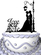 Meijiafei Cursive Love You More Groom and Bride Wedding Cake Topper Silhouette
