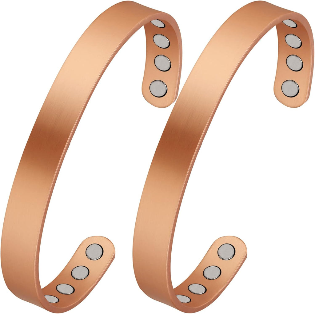 Feraco Copper Magnetic Bracelet for Men Women, 99.99% Pure Copper Cuff Bangle with Effective Neodymium Magnets, Adjustable Jewelry Gifts