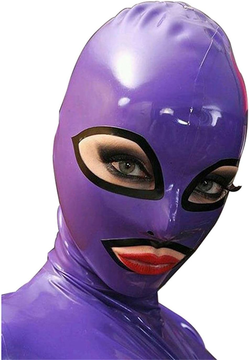 Latex Head Cover Sexy Latex Head Face Hood Rubber HeadMask Back Zipper for Cosplay Party Club Wear (M)
