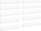 upsimples 10 Pack Clear Acrylic Shelves, 1.7" x12" Clear Wall Shelves for Nail Polish, Vinyl Wall Mount, Record Holder, Magazine Rack, Comic Display, Picture Ledge Shelf Décor