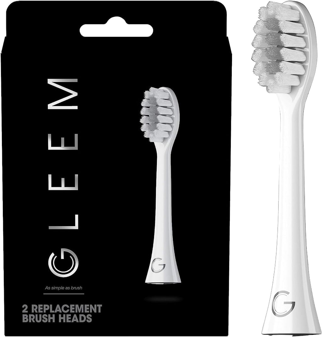 GLEEM Toothbrush Replacement Brush Heads Refill, White, 2 count