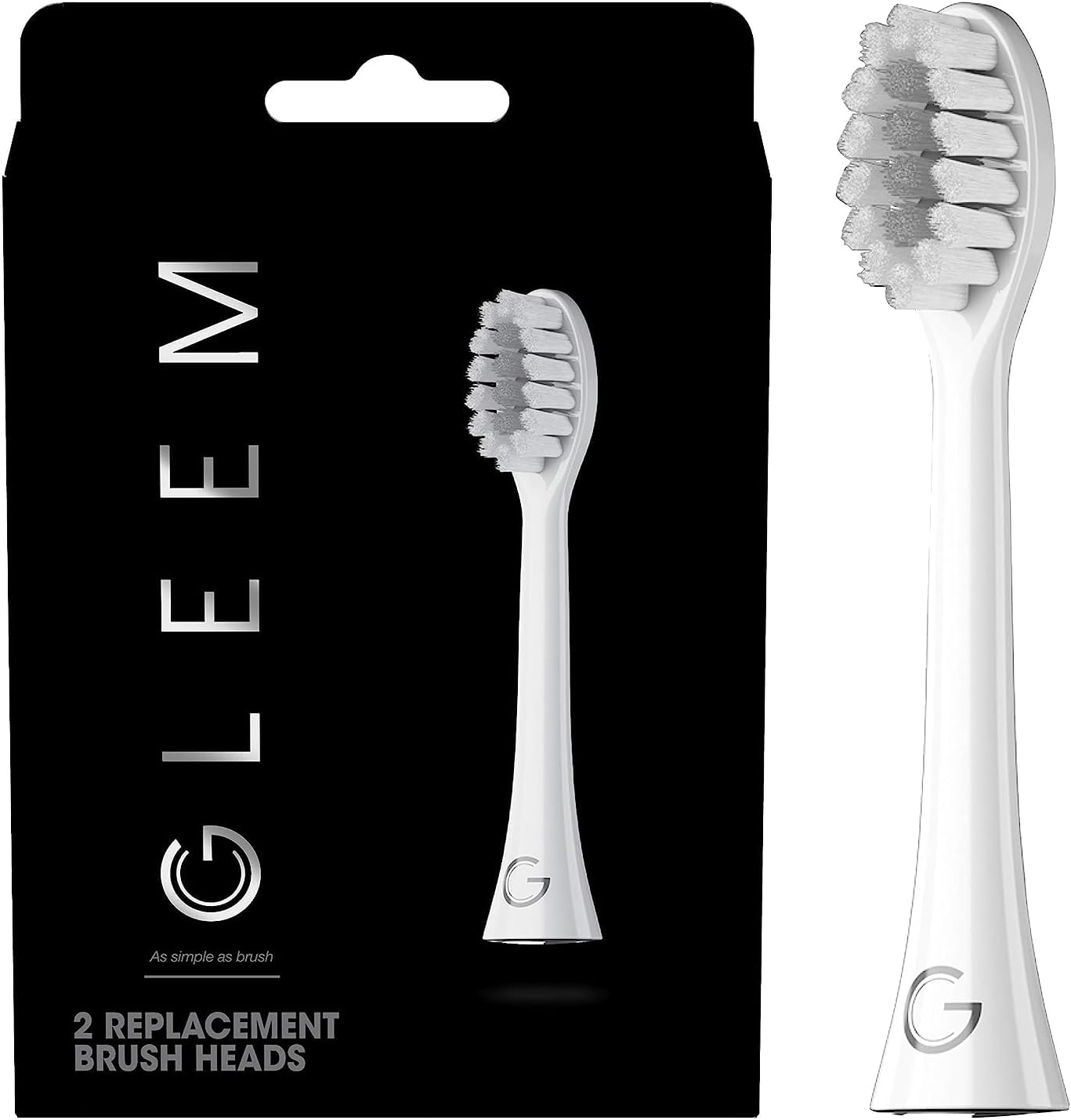 GLEEM Toothbrush Replacement Brush Heads Refill, White, 2 count