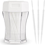 Ptwola 200Pcs Brushpicks 2-in-1 Interdental Brushes Toothpicks for Teeth Portable Soft Bristle Floss Picks in Clear Plastic Storage Box Double Sided Party of Adults Children