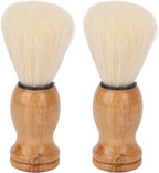 2 Pack Men Shaving Brush, Durable Synthetic Beard Brush with Wood Handle, Fast Lather Beard Foam Brush for Face Grooming, Skin Friendly Beard Care Shaving Cream Brush for Home Salon