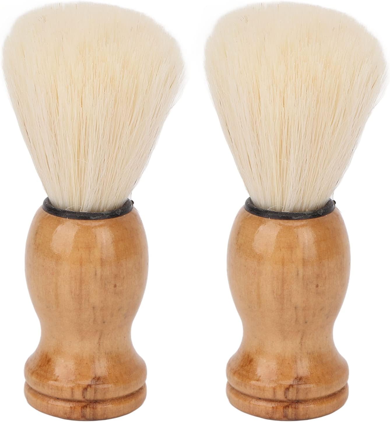 2 Pack Men Shaving Brush, Durable Synthetic Beard Brush with Wood Handle, Fast Lather Beard Foam Brush for Face Grooming, Skin Friendly Beard Care Shaving Cream Brush for Home Salon