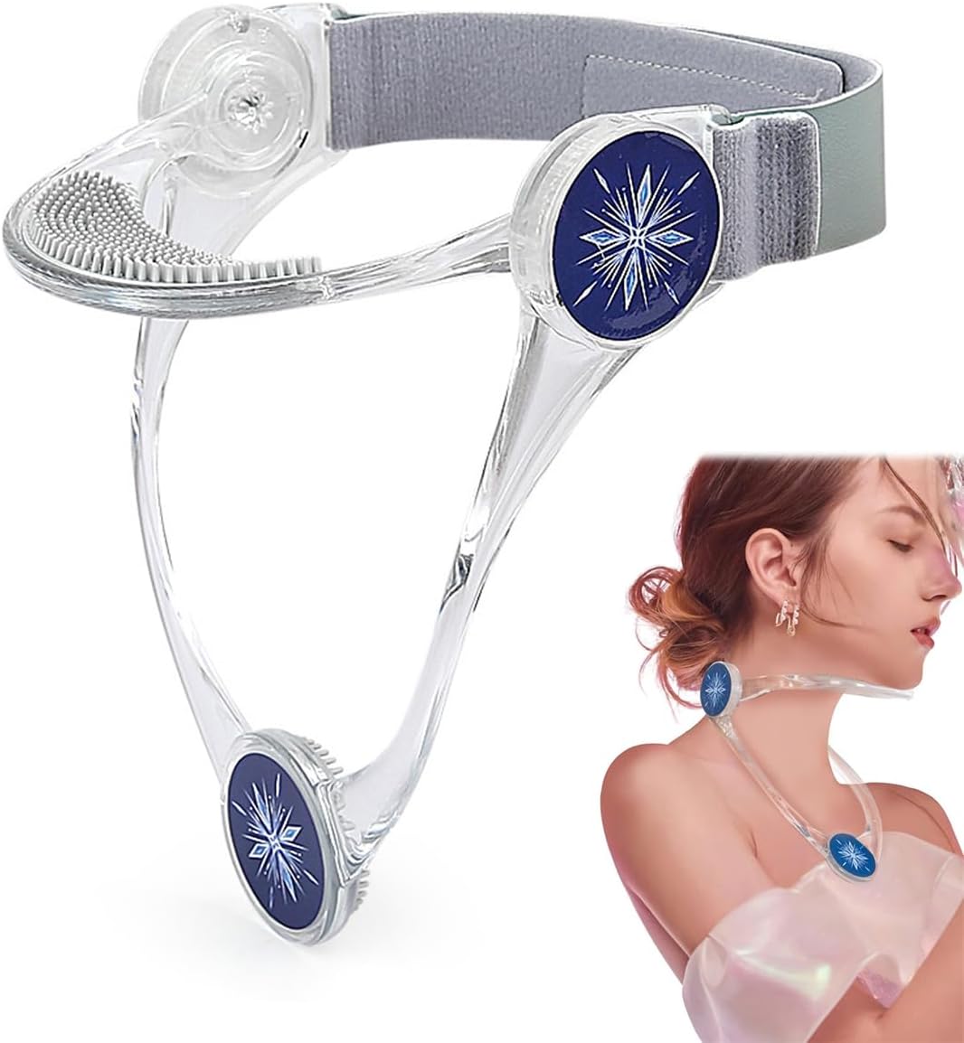 Adjustable Neck Support, Neck Brace Cervical Collar, Portable Neck Traction Device Neck Stretcher Forward Head Neck Posture Corrector for Women and Men Cervical Spine Pressure Relief (Transparent)
