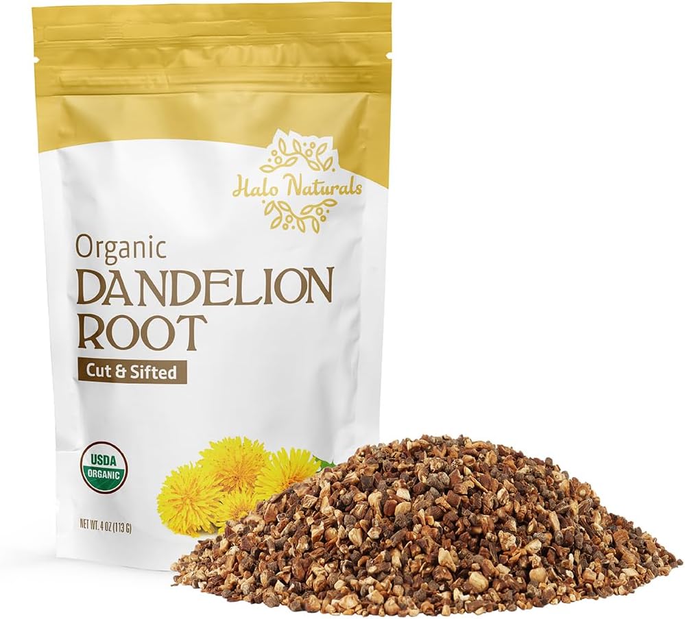 Organic Dandelion Root Cut & Sifted, 4 Ounces (Taraxacum officinale) USDA Certified | Resealable Pouch| Packaged in The USA