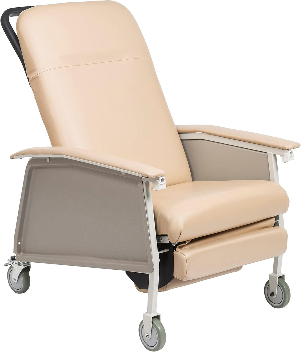 Drive Medical 3 Position Geri Chair Recliner, Reclining Chair with Armrests and Tray, Tan