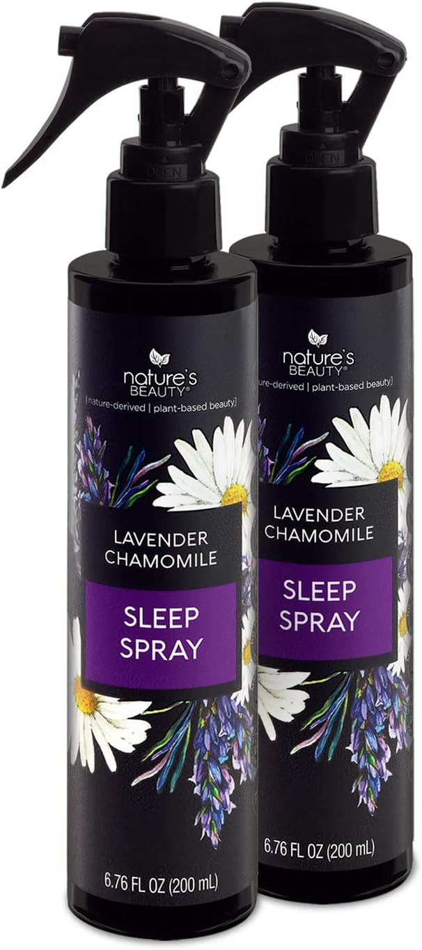 Nature's Beauty Lavender Chamomile Sleep Spray Multi-Pack - Sleep Well + Relax with Premium Grade Room + Pillow Spray, Made w/Coconut, Jojoba + Moringa Seed Oils, 6.76 fl oz (2 Pack)