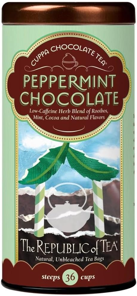 The Republic of Tea – Peppermint Cuppa Chocolate Tea Bags, Low-Caffeine, 36 Servings