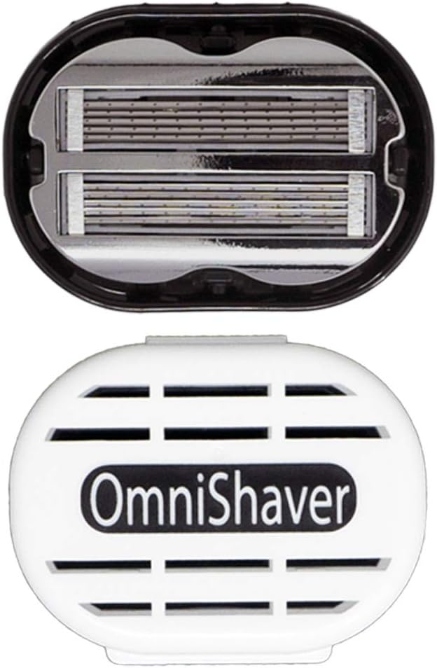 Premium Omnishaver with White Travel Case - The Fastest Way to Shave Head, Legs, Arms, Body | an Alternative to Disposable Shaving Razors Self Cleans & Strops During Use | Bald Head Shaver for Men