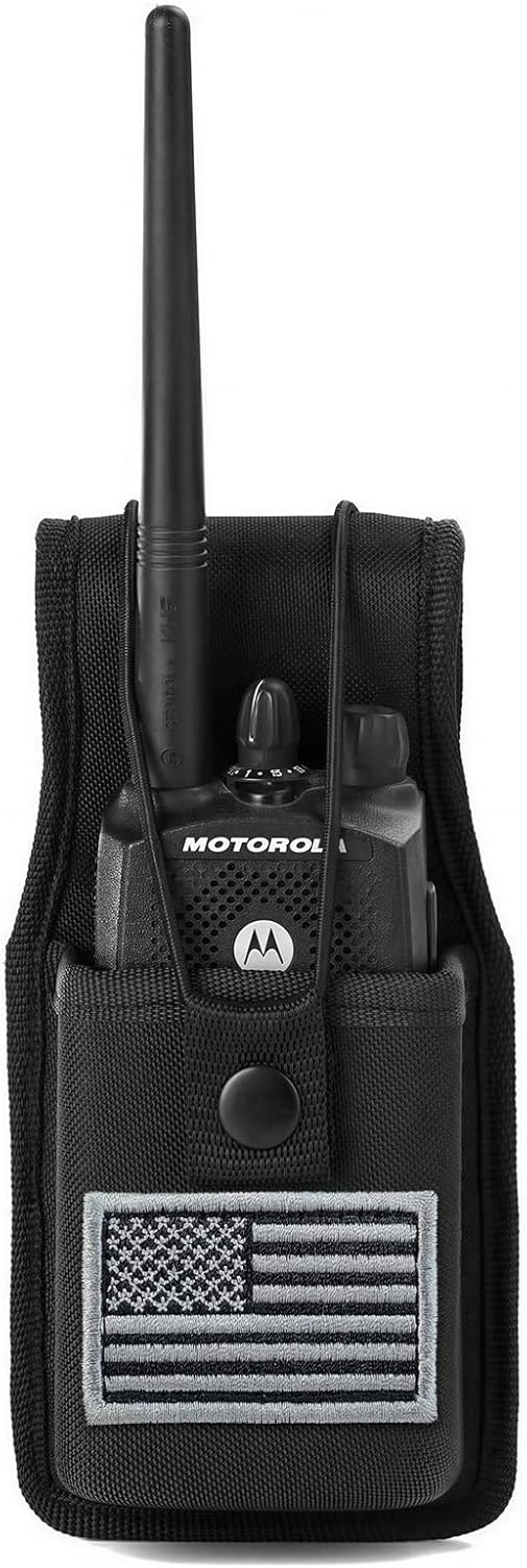 LUITON Universal Radio Case Two Way Radio Holder Universal Pouch for Walkie Talkies Nylon Holster Accessories for MOTOROLA MT500, MT1000, MTS2000 and Similar Models (1 Pack with Flag)