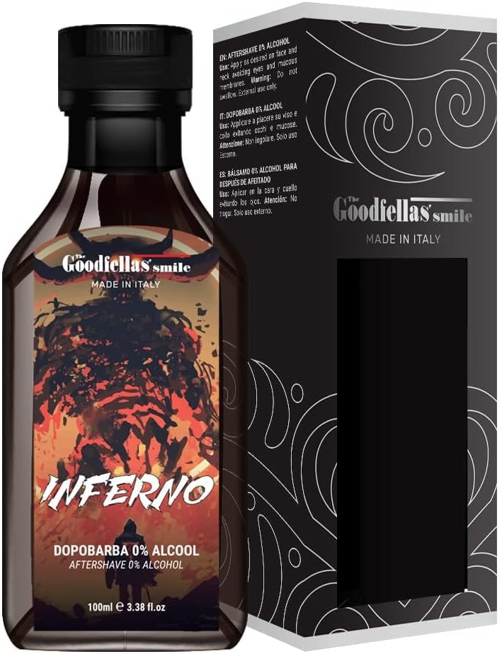 The Goodfellas' smile Soothing Alcohol-Free Aftershave Splash/Tonic, Made in Italy, 100 ml, 3.38 oz (Inferno)