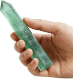 5.9 Inch Green Fluorite Point Wand, Natural Hexagonal Prism Crystal Pillar, Single Point Fluorite Crystal Stick, Reiki Healing Energy Stone, Craft Ornament for Meditation Home Decor Spiritual Gift